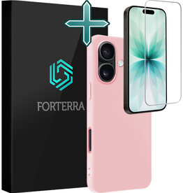 Forterra Forterra iPhone 17 Hoesje Siliconen Met Screenprotector Met Dichte Notch - Lichtroze