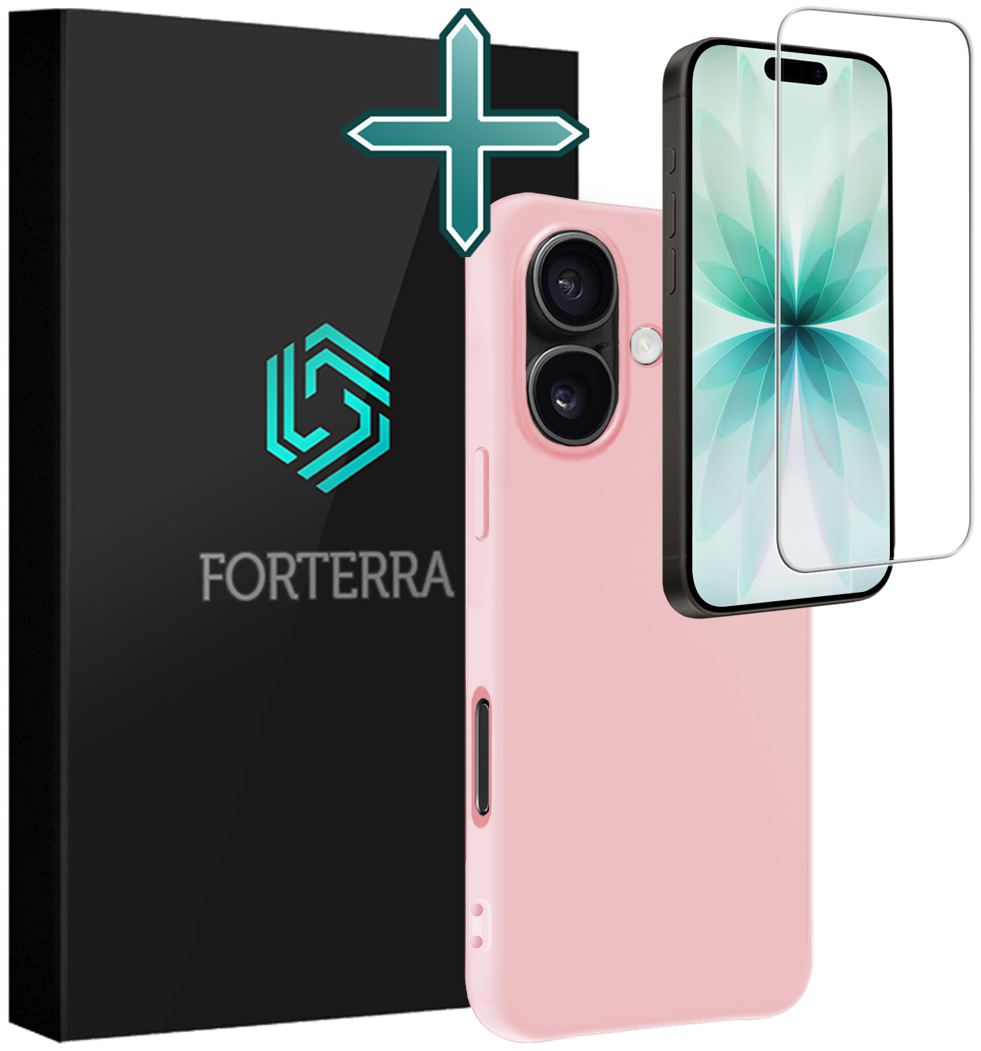 Forterra Forterra iPhone 17 Hoesje Siliconen Met Screenprotector Met Dichte Notch - Lichtroze