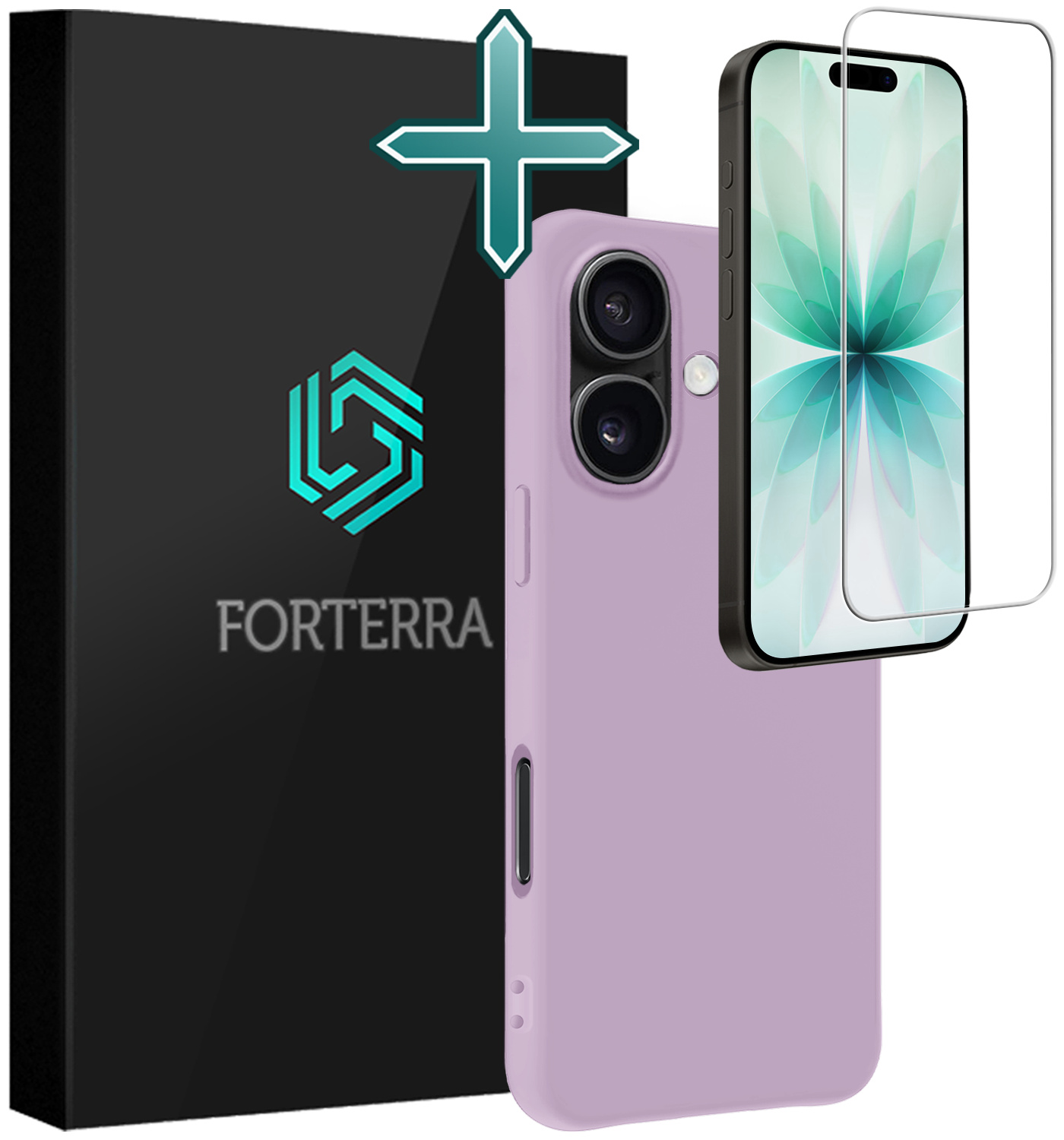 Forterra Forterra iPhone 17 Hoesje Siliconen Met Screenprotector Met Dichte Notch - Lila
