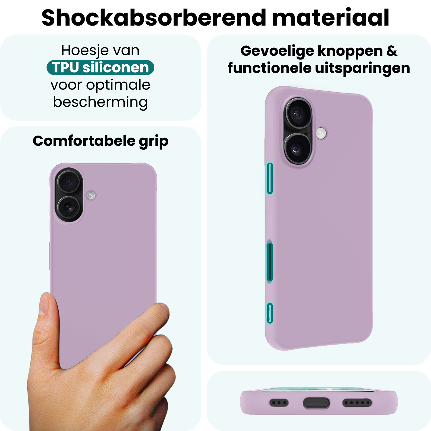 Forterra Forterra iPhone 17 Hoesje Siliconen Met Screenprotector Met Dichte Notch - Lila