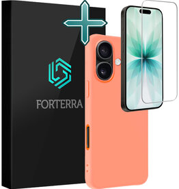 Forterra Forterra iPhone 17 Hoesje Siliconen Met Screenprotector Met Dichte Notch - Perzik