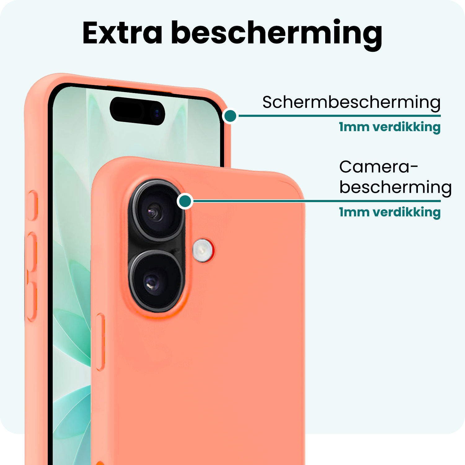 Forterra Forterra iPhone 17 Hoesje Siliconen Met Screenprotector Met Dichte Notch - Perzik