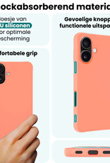 Forterra Forterra iPhone 17 Hoesje Siliconen Met Screenprotector Met Dichte Notch - Perzik