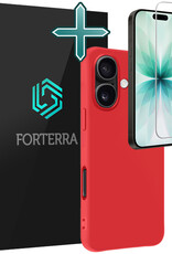 Forterra Forterra iPhone 17 Hoesje Siliconen Met Screenprotector Met Dichte Notch - Rood