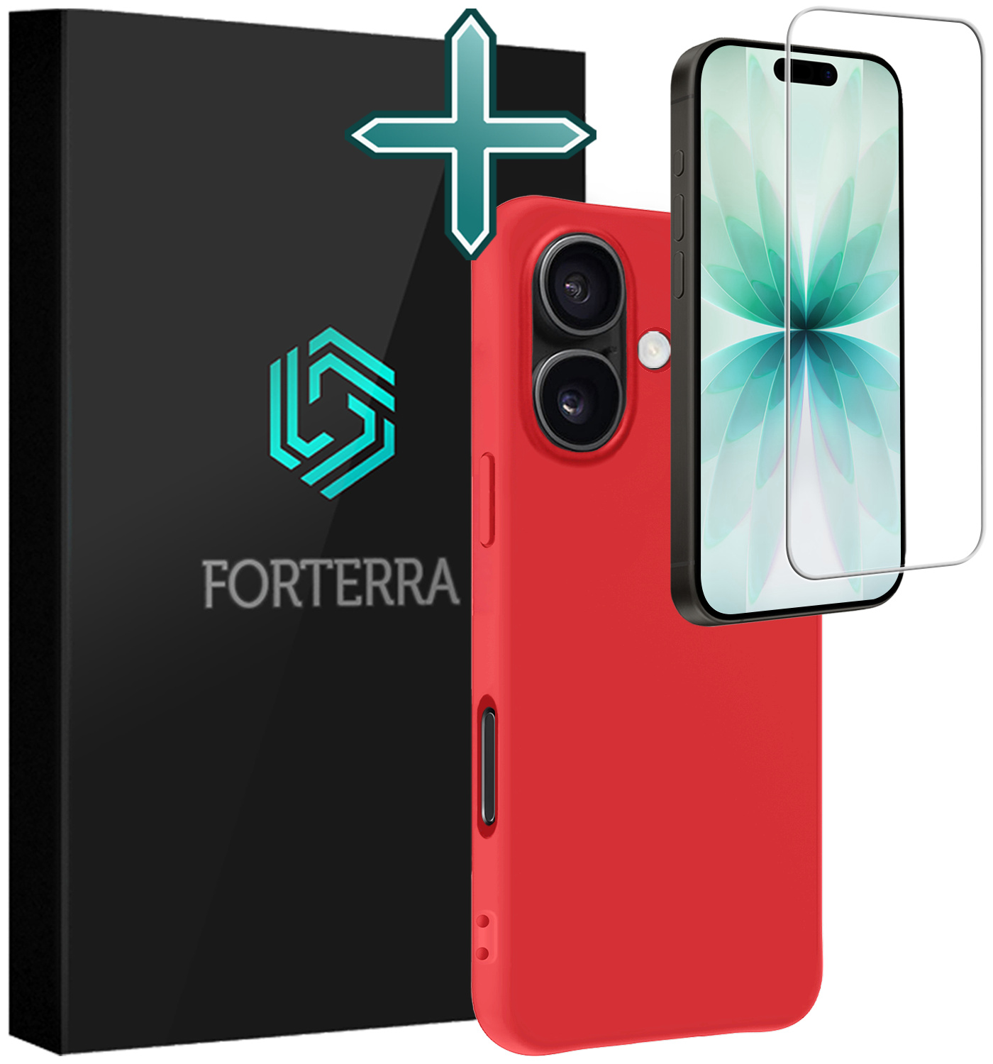 Forterra Forterra iPhone 17 Hoesje Siliconen Met Screenprotector Met Dichte Notch - Rood
