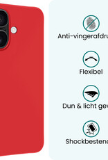 Forterra Forterra iPhone 17 Hoesje Siliconen Met Screenprotector Met Dichte Notch - Rood