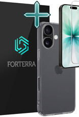 Forterra Forterra iPhone 17 Hoesje Siliconen Met Screenprotector Met Dichte Notch - Transparant