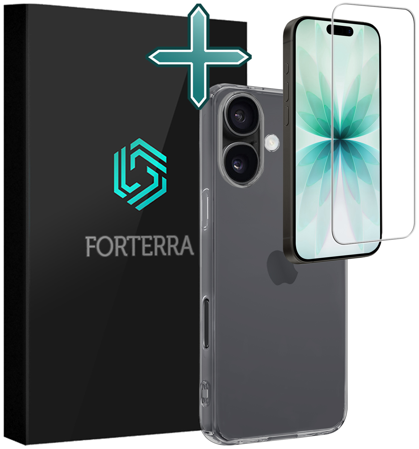 Forterra Forterra iPhone 17 Hoesje Siliconen Met Screenprotector Met Dichte Notch - Transparant