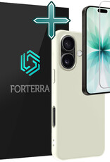 Forterra Forterra iPhone 17 Hoesje Siliconen Met Screenprotector Met Dichte Notch - Wit
