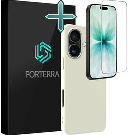 Forterra Forterra iPhone 17 Hoesje Siliconen Met Screenprotector Met Dichte Notch - Wit