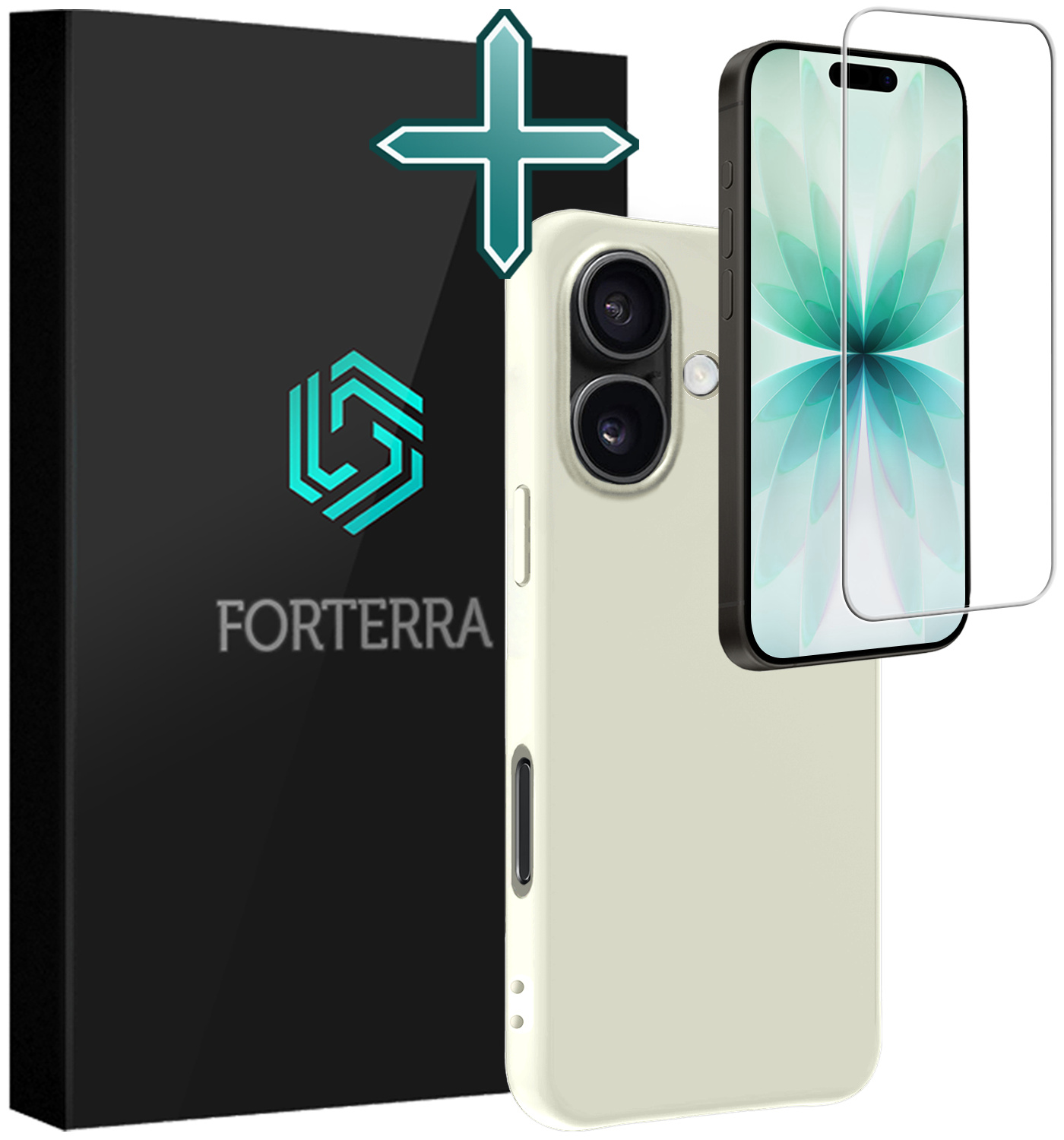 Forterra Forterra iPhone 17 Hoesje Siliconen Met Screenprotector Met Dichte Notch - Wit