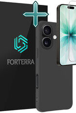 Forterra Forterra iPhone 17 Hoesje Siliconen Met Screenprotector Met Dichte Notch - Zwart