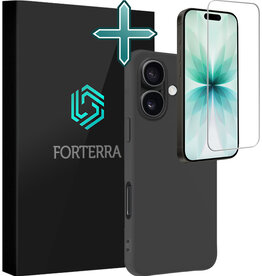 Forterra Forterra iPhone 17 Hoesje Siliconen Met Screenprotector Met Dichte Notch - Zwart