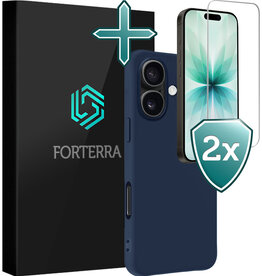 Forterra Forterra iPhone 17 Hoesje Siliconen Met 2x Screenprotector Met Dichte Notch - Donkerblauw