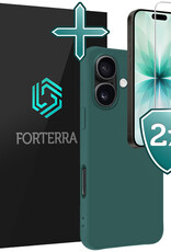 Forterra Forterra iPhone 17 Hoesje Siliconen Met 2x Screenprotector Met Dichte Notch - Donkergroen