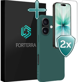 Forterra Forterra iPhone 17 Hoesje Siliconen Met 2x Screenprotector Met Dichte Notch - Donkergroen