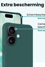 Forterra Forterra iPhone 17 Hoesje Siliconen Met 2x Screenprotector Met Dichte Notch - Donkergroen
