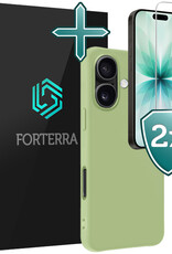 Forterra Forterra iPhone 17 Hoesje Siliconen Met 2x Screenprotector Met Dichte Notch - Groen
