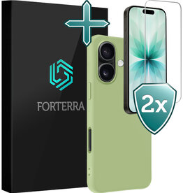 Forterra Forterra iPhone 17 Hoesje Siliconen Met 2x Screenprotector Met Dichte Notch - Groen