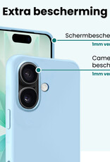 Forterra Forterra iPhone 17 Hoesje Siliconen Met 2x Screenprotector Met Dichte Notch - Lichtblauw
