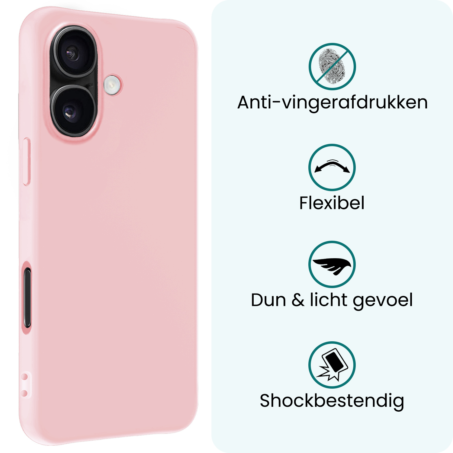 Forterra Forterra iPhone 17 Hoesje Siliconen Met 2x Screenprotector Met Dichte Notch - Lichtroze