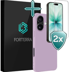 Forterra Forterra iPhone 17 Hoesje Siliconen Met 2x Screenprotector Met Dichte Notch - Lila