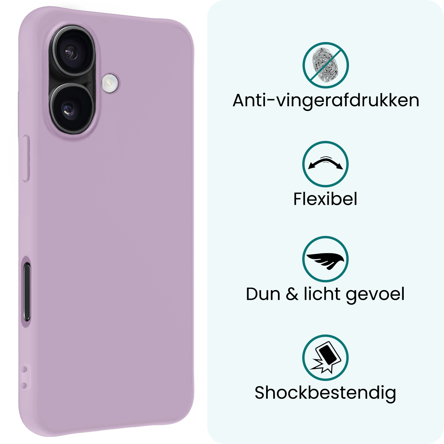 Forterra Forterra iPhone 17 Hoesje Siliconen Met 2x Screenprotector Met Dichte Notch - Lila