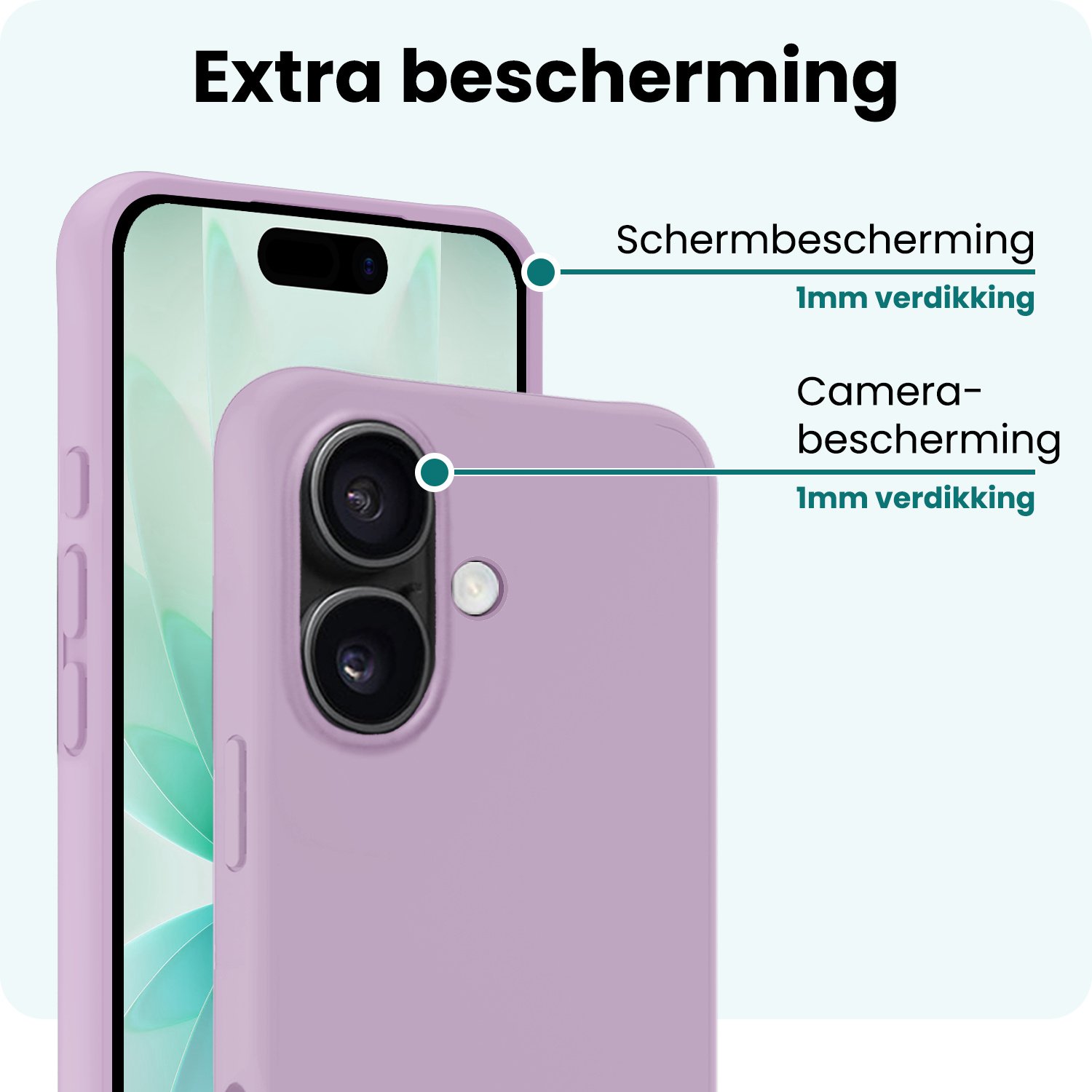 Forterra Forterra iPhone 17 Hoesje Siliconen Met 2x Screenprotector Met Dichte Notch - Lila