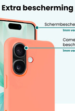 Forterra Forterra iPhone 17 Hoesje Siliconen Met 2x Screenprotector Met Dichte Notch - Perzik