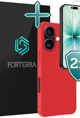 Forterra Forterra iPhone 17 Hoesje Siliconen Met 2x Screenprotector Met Dichte Notch - Rood