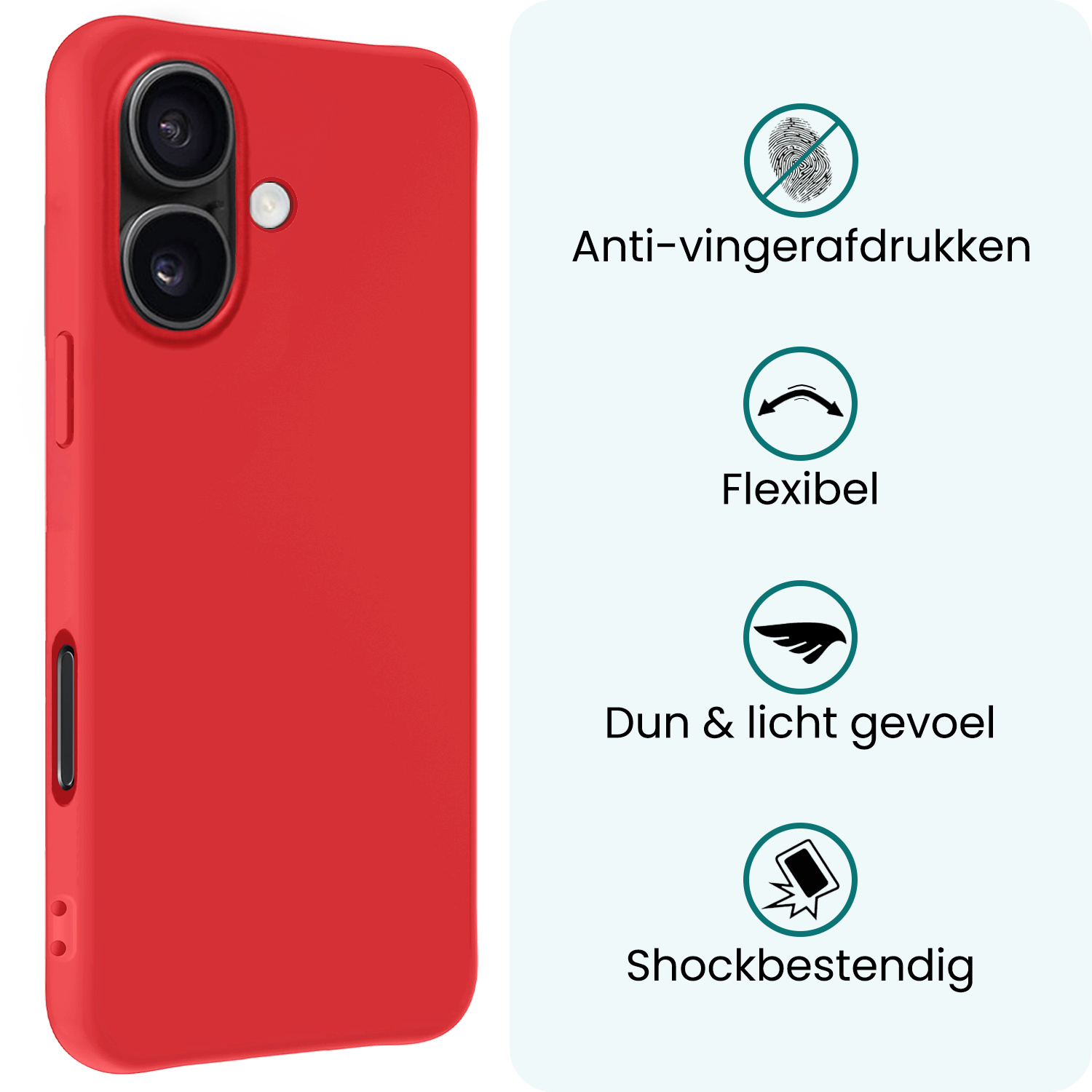 Forterra Forterra iPhone 17 Hoesje Siliconen Met 2x Screenprotector Met Dichte Notch - Rood
