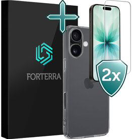 Forterra Forterra iPhone 17 Hoesje Siliconen Met 2x Screenprotector Met Dichte Notch - Transparant