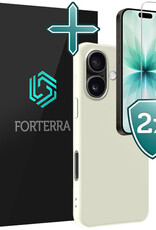 Forterra Forterra iPhone 17 Hoesje Siliconen Met 2x Screenprotector Met Dichte Notch - Wit