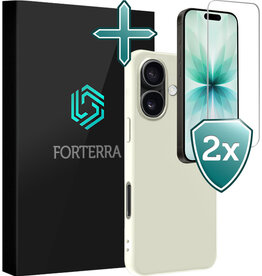 Forterra Forterra iPhone 17 Hoesje Siliconen Met 2x Screenprotector Met Dichte Notch - Wit