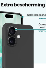 Forterra Forterra iPhone 17 Hoesje Siliconen Met 2x Screenprotector Met Dichte Notch - Zwart