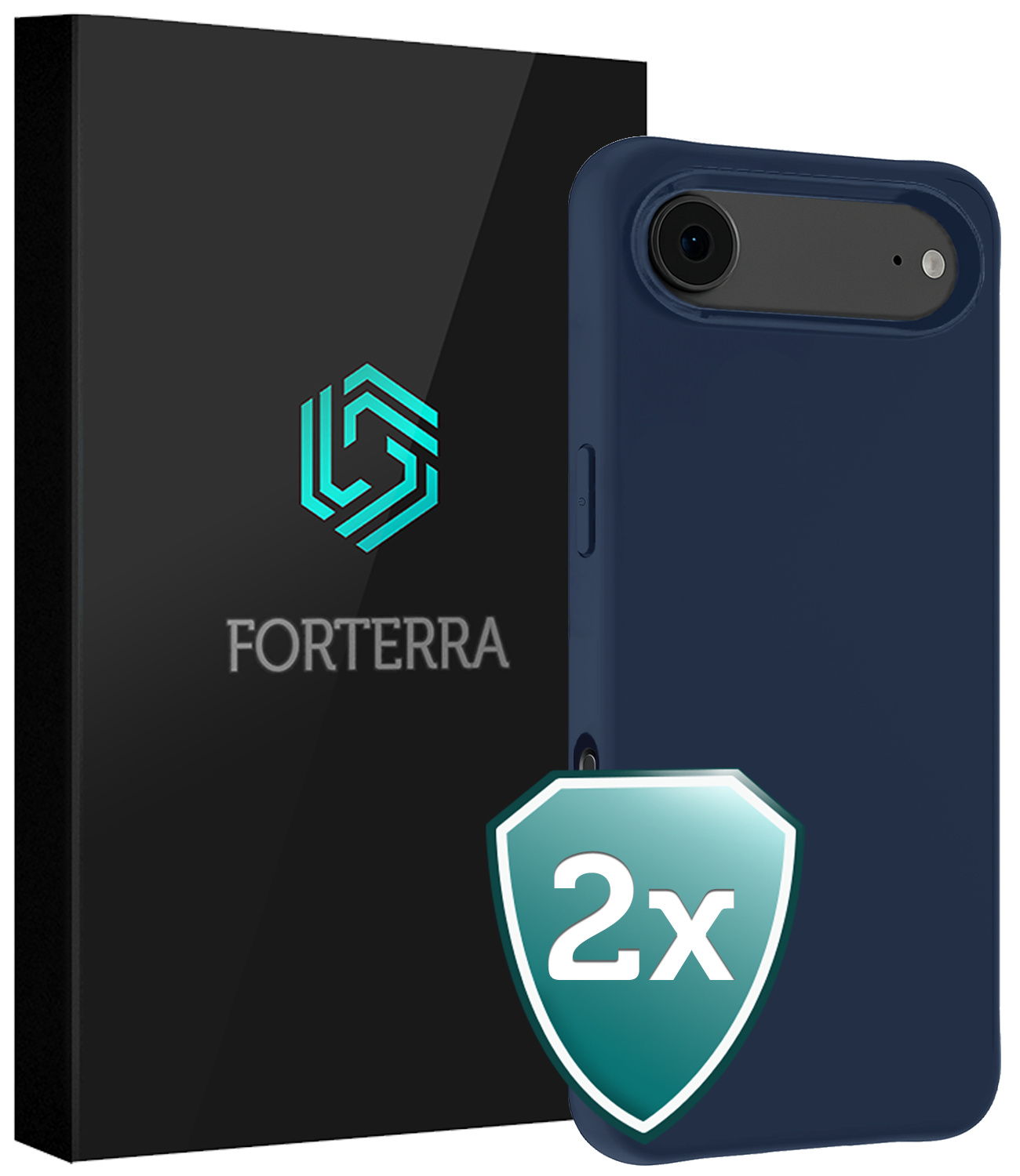 Forterra Forterra iPhone Air Hoesje Siliconen - Donkerblauw - 2 PACK