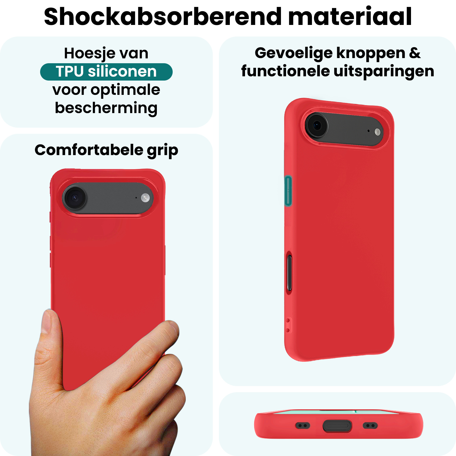 Forterra Forterra iPhone Air Hoesje Siliconen - Rood - 2 PACK