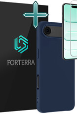 Forterra Forterra iPhone Air Hoesje Siliconen Met Screenprotector Met Dichte Notch - Donkerblauw