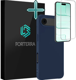 Forterra Forterra iPhone Air Hoesje Siliconen Met Screenprotector Met Dichte Notch - Donkerblauw
