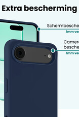 Forterra Forterra iPhone Air Hoesje Siliconen Met Screenprotector Met Dichte Notch - Donkerblauw