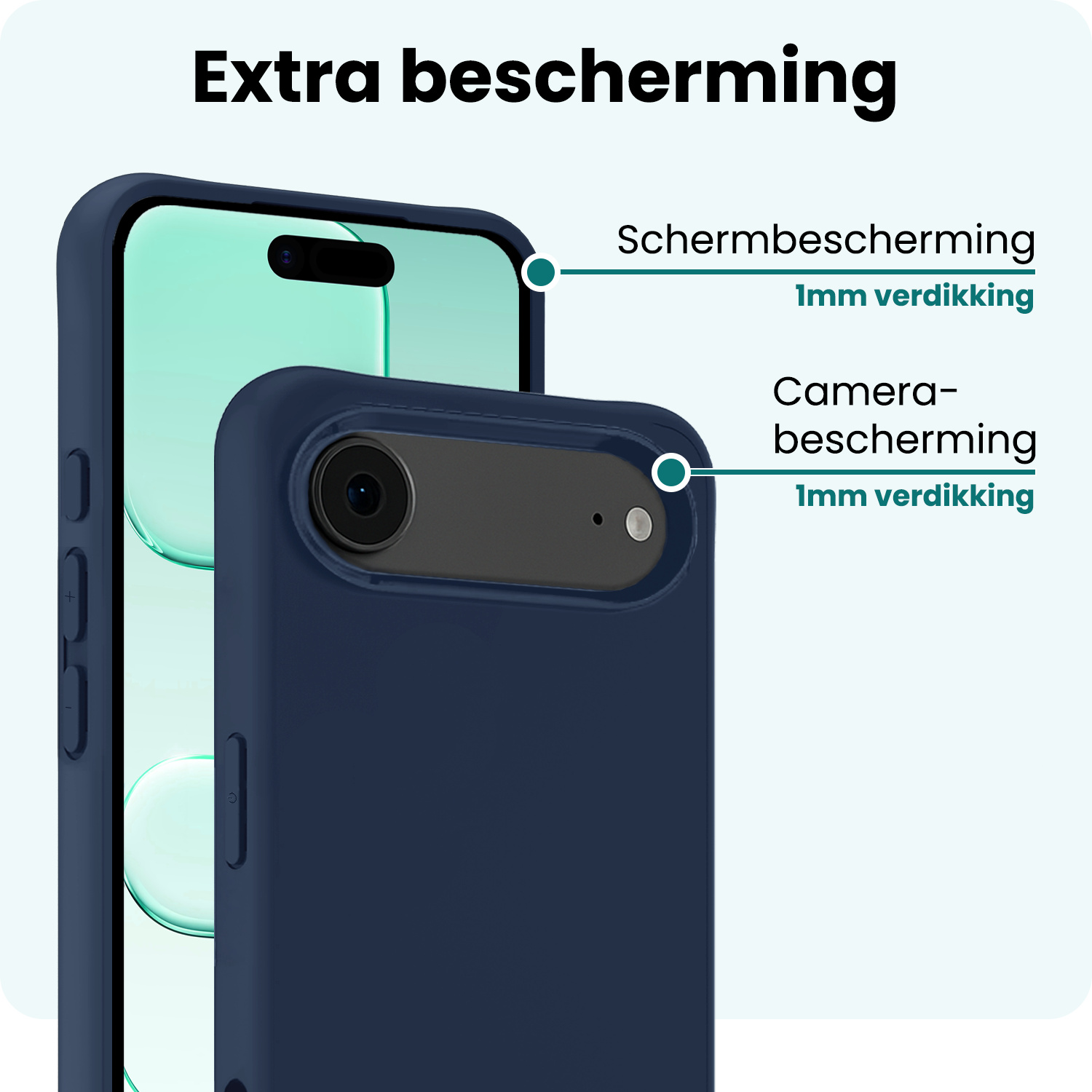 Forterra Forterra iPhone Air Hoesje Siliconen Met Screenprotector Met Dichte Notch - Donkerblauw