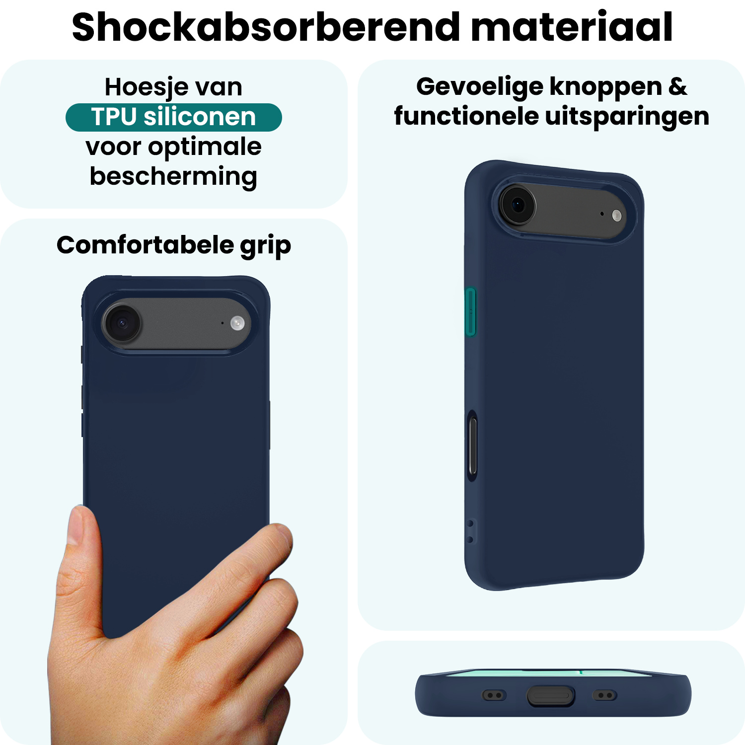 Forterra Forterra iPhone Air Hoesje Siliconen Met Screenprotector Met Dichte Notch - Donkerblauw