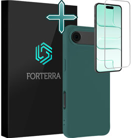 Forterra Forterra iPhone Air Hoesje Siliconen Met Screenprotector Met Dichte Notch - Donkergroen