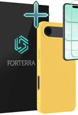 Forterra Forterra iPhone Air Hoesje Siliconen Met Screenprotector Met Dichte Notch - Geel
