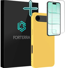 Forterra Forterra iPhone Air Hoesje Siliconen Met Screenprotector Met Dichte Notch - Geel