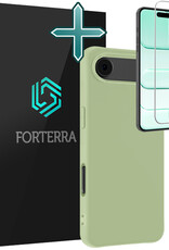 Forterra Forterra iPhone Air Hoesje Siliconen Met Screenprotector Met Dichte Notch - Groen