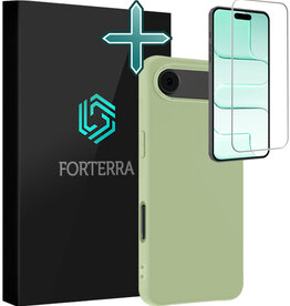 Forterra Forterra iPhone Air Hoesje Siliconen Met Screenprotector Met Dichte Notch - Groen