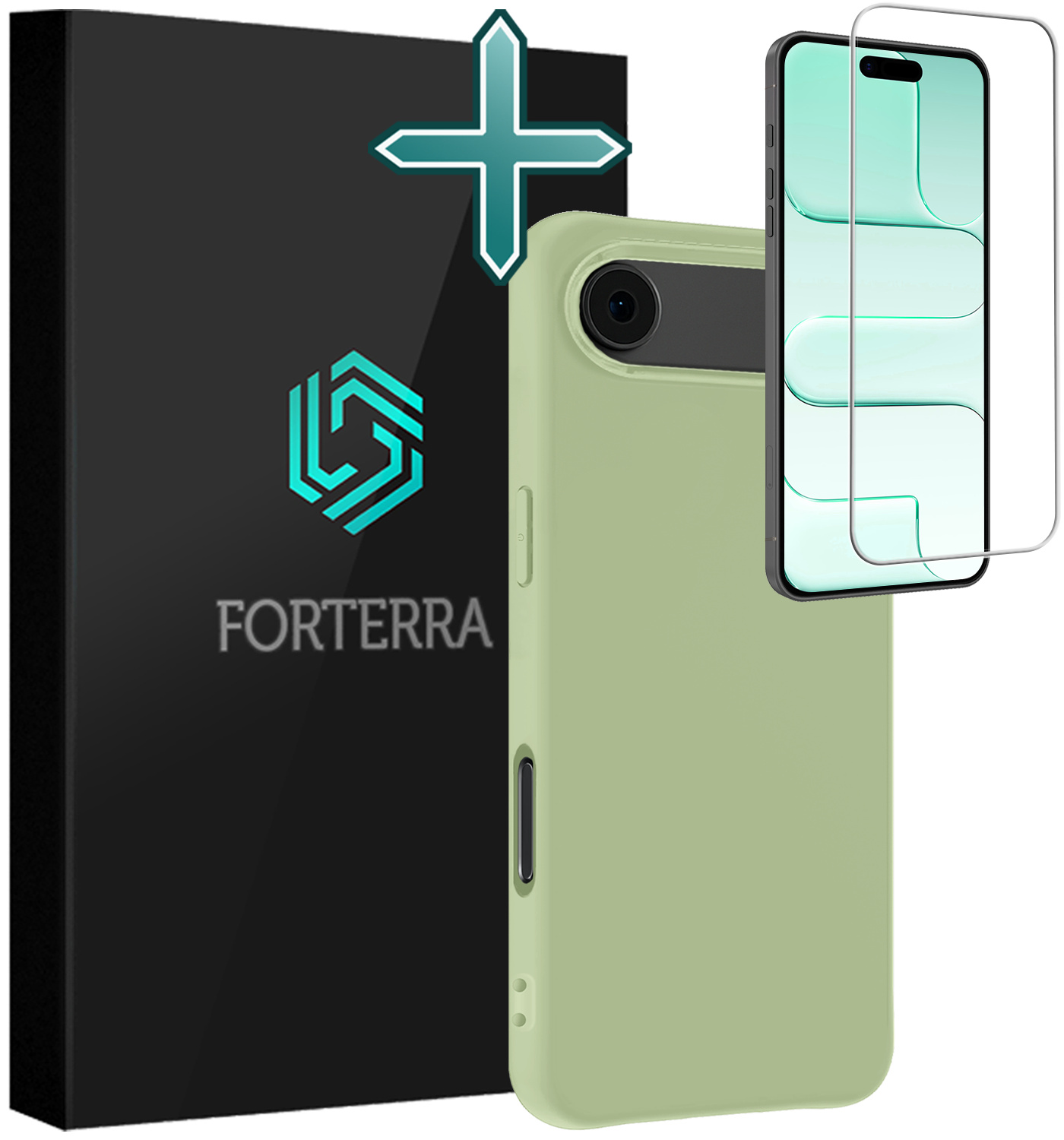 Forterra Forterra iPhone Air Hoesje Siliconen Met Screenprotector Met Dichte Notch - Groen