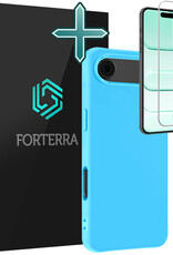 Forterra Forterra iPhone Air Hoesje Siliconen Met Screenprotector Met Dichte Notch - Lichtblauw
