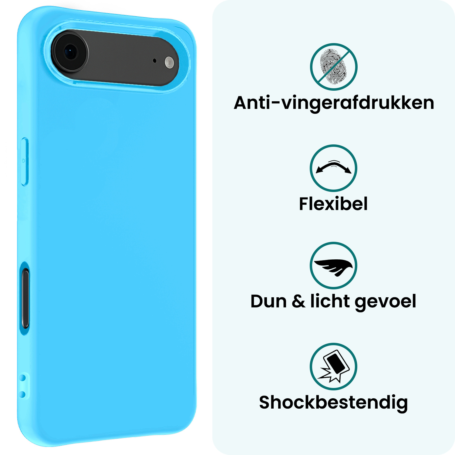 Forterra Forterra iPhone Air Hoesje Siliconen Met Screenprotector Met Dichte Notch - Lichtblauw